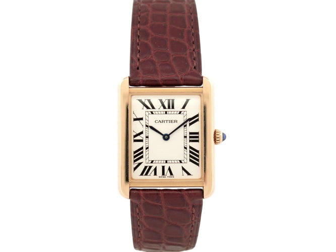 Montre montre CARTIER tank solo 3167 or rose 18k acier 2010 quartz 34mm + 2 bracelets 58 Facettes 273622