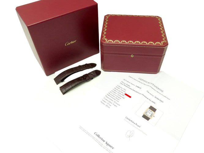 Montre montre CARTIER tank solo 3167 or rose 18k acier 2010 quartz 34mm + 2 bracelets 58 Facettes 273622
