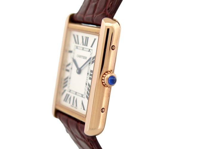 Montre montre CARTIER tank solo 3167 or rose 18k acier 2010 quartz 34mm + 2 bracelets 58 Facettes 273622
