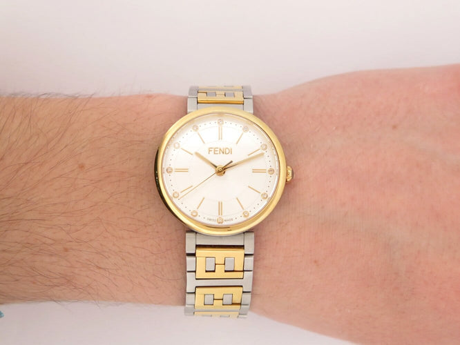 Montre montre FENDI forever fow883 29mm or & acier fullset lady quartz 58 Facettes 273463