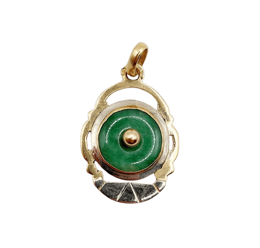 Pendentif Art déco - Pendentif en or jaune et blanc 18k et jade 58 Facettes A06795