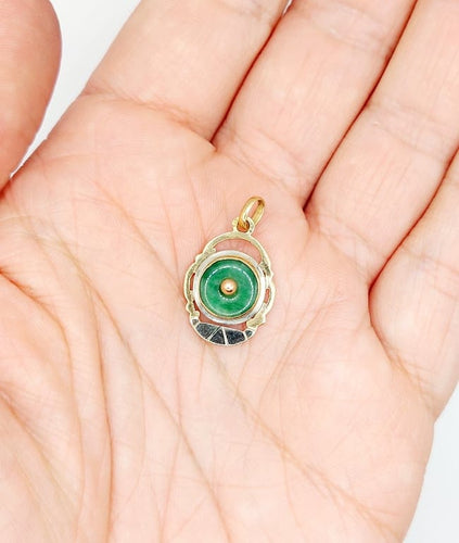 Pendentif Art déco - Pendentif en or jaune et blanc 18k et jade 58 Facettes A06795