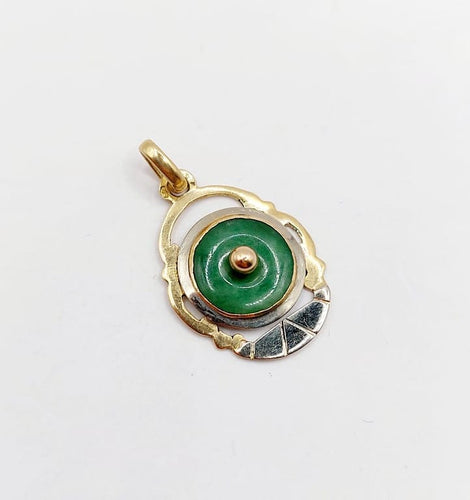 Pendentif Art déco - Pendentif en or jaune et blanc 18k et jade 58 Facettes A06795