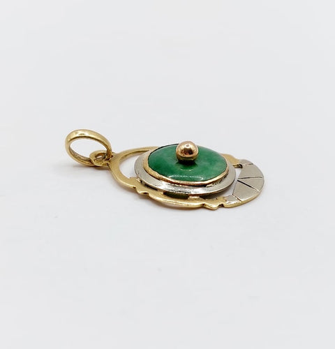 Pendentif Art déco - Pendentif en or jaune et blanc 18k et jade 58 Facettes A06795