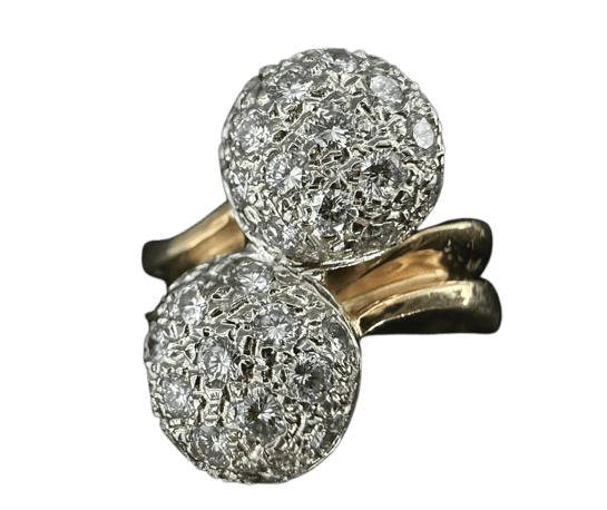 Bague 56 Bague Toi et Moi en or bicolore 18 carats et diamants 58 Facettes Bague 52