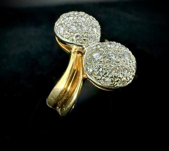 Bague 56 Bague Toi et Moi en or bicolore 18 carats et diamants 58 Facettes Bague 52