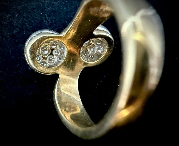 Bague 56 Bague Toi et Moi en or bicolore 18 carats et diamants 58 Facettes Bague 52