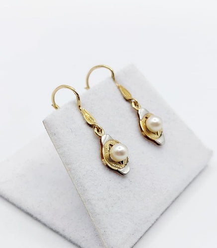 Boucles d'oreilles Art déco - Boucles d'oreilles dormeuses en or 18k et perle 58 Facettes A06796