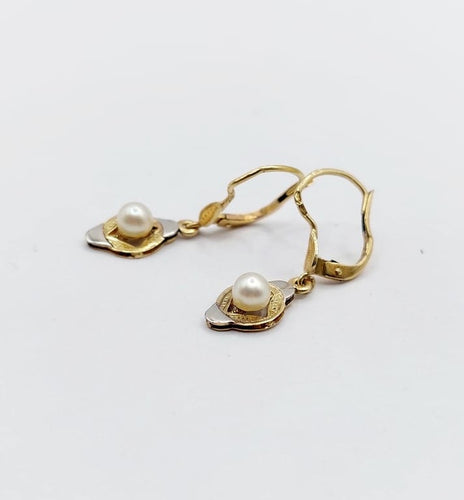 Boucles d'oreilles Art déco - Boucles d'oreilles dormeuses en or 18k et perle 58 Facettes A06796