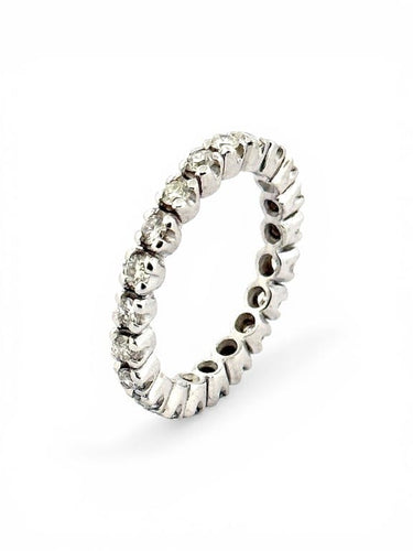 Bague 54 Alliance américaine tour complet en or blanc 18 carats et diamants 58 Facettes 90893-ac12825