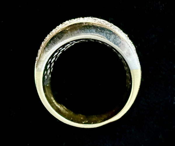 Bague 54.5 Bague en or jaune et blanc 18 carats sertie de diamants 2,40 ct 58 Facettes Bague 57