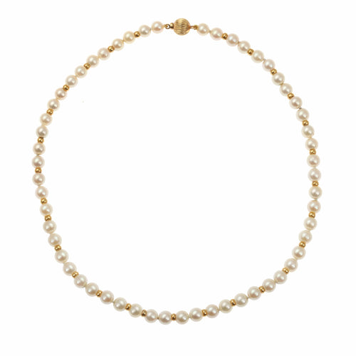 Collier Collier de perles 38 cm et billes en or jaune 18 carats 58 Facettes C178