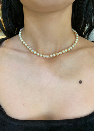 Collier Collier de perles 38 cm et billes en or jaune 18 carats 58 Facettes C178
