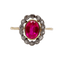 Bague 52.5 Bague pompadour ancienne en or 18k et platine, rubis synthétique et diamants 58 Facettes A06762