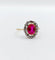 Bague 52.5 Bague pompadour ancienne en or 18k et platine, rubis synthétique et diamants 58 Facettes A06762
