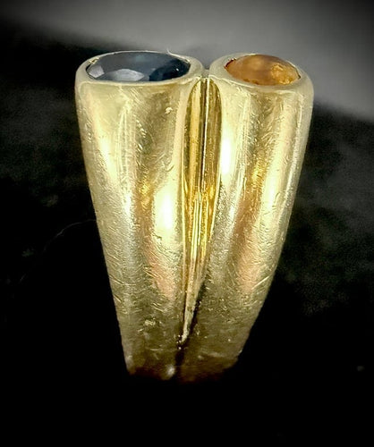 Bague 61 Bague en or jaune 18 carats sertie d’émeraudes, saphirs et diamants 58 Facettes Bague 65