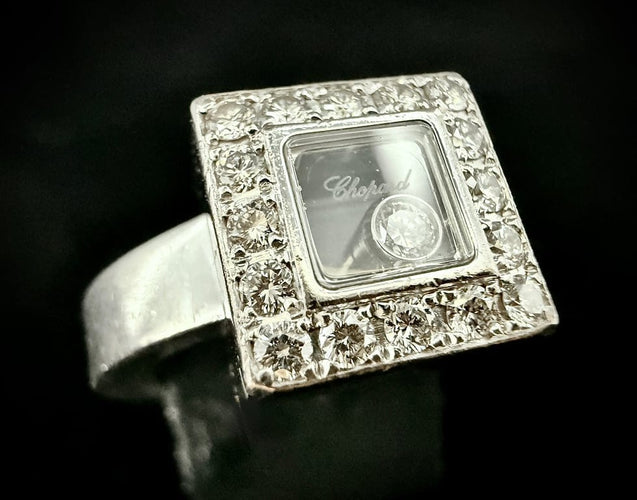 Bague 56 Chopard Happy Diamonds - Bague en or blanc 18 carats et diamants 58 Facettes Bague 66