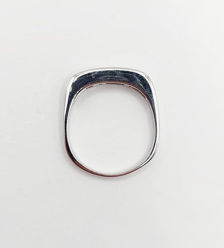 Bague 57 Demi-alliance vintage - Bague en or blanc 18k et diamants baguette 58 Facettes A06716