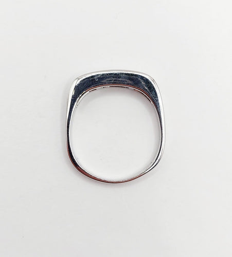Bague 57 Demi-alliance vintage - Bague en or blanc 18k et diamants baguette 58 Facettes A06716