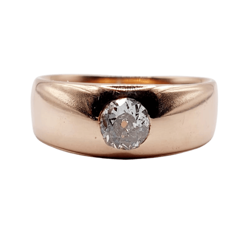 Bague 54 Bague jonc dôme antique en or rose 18k et diamant taille ancienne 58 Facettes A06673