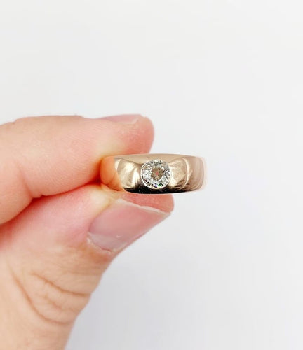 Bague 54 Bague jonc dôme antique en or rose 18k et diamant taille ancienne 58 Facettes A06673