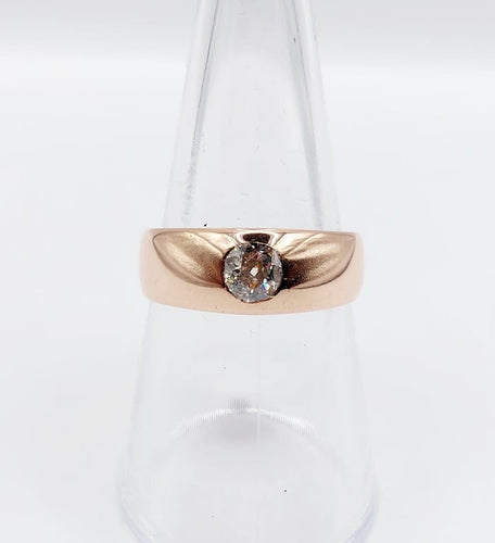 Bague 54 Bague jonc dôme antique en or rose 18k et diamant taille ancienne 58 Facettes A06673