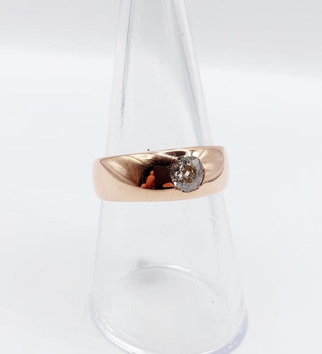 Bague 54 Bague jonc dôme antique en or rose 18k et diamant taille ancienne 58 Facettes A06673