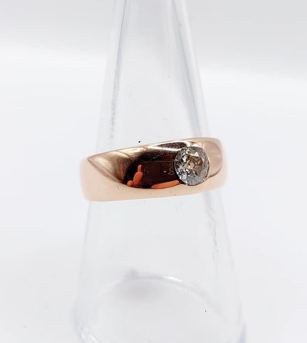 Bague 54 Bague jonc dôme antique en or rose 18k et diamant taille ancienne 58 Facettes A06673
