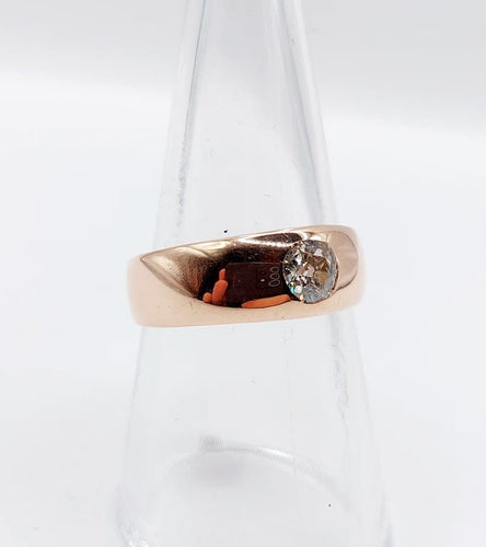 Bague 54 Bague jonc dôme antique en or rose 18k et diamant taille ancienne 58 Facettes A06673
