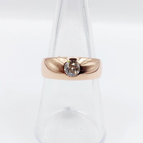 Bague 54 Bague jonc dôme antique en or rose 18k et diamant taille ancienne 58 Facettes A06673