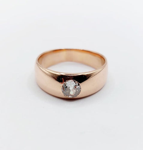 Bague 54 Bague jonc dôme antique en or rose 18k et diamant taille ancienne 58 Facettes A06673