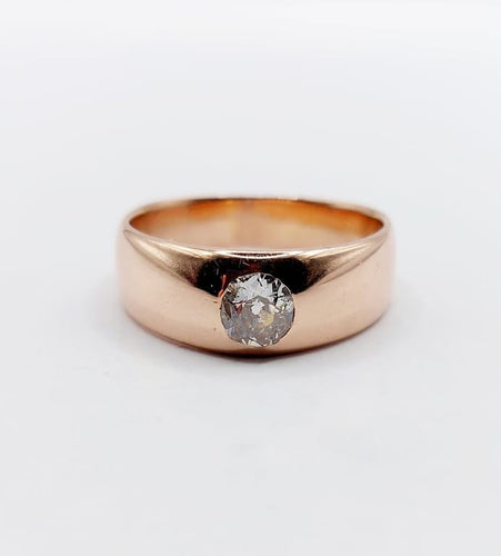 Bague 54 Bague jonc dôme antique en or rose 18k et diamant taille ancienne 58 Facettes A06673