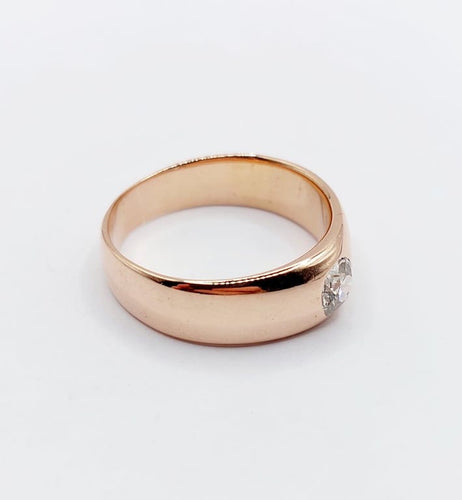 Bague 54 Bague jonc dôme antique en or rose 18k et diamant taille ancienne 58 Facettes A06673