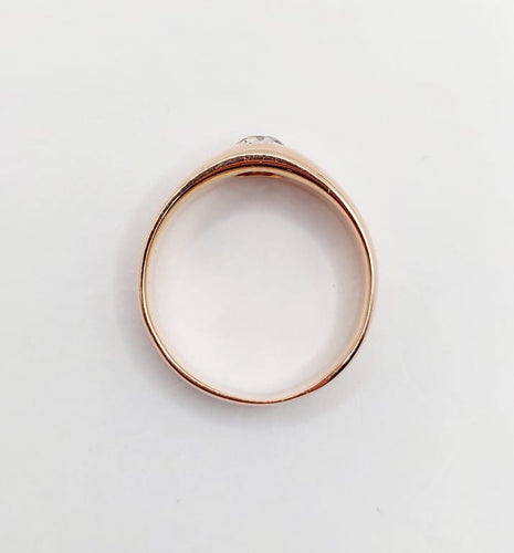 Bague 54 Bague jonc dôme antique en or rose 18k et diamant taille ancienne 58 Facettes A06673