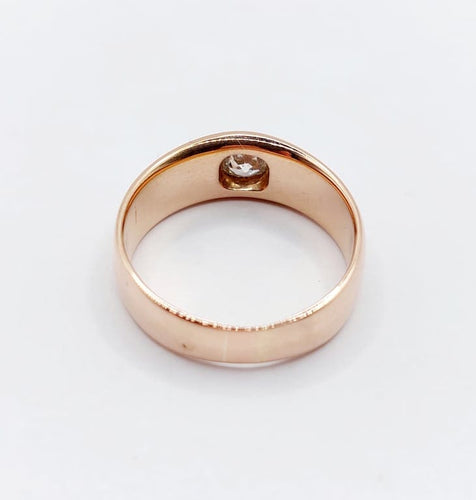 Bague 54 Bague jonc dôme antique en or rose 18k et diamant taille ancienne 58 Facettes A06673