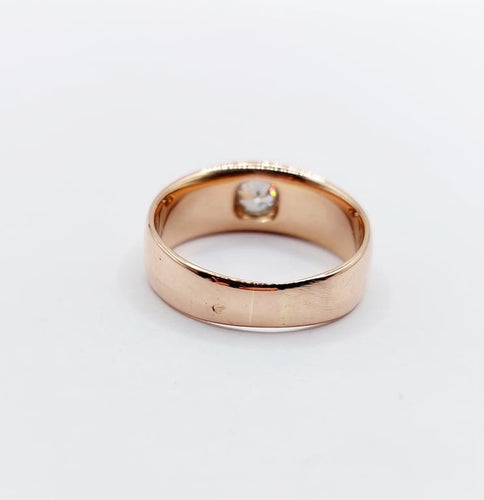 Bague 54 Bague jonc dôme antique en or rose 18k et diamant taille ancienne 58 Facettes A06673
