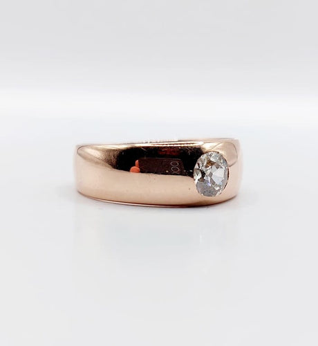 Bague 54 Bague jonc dôme antique en or rose 18k et diamant taille ancienne 58 Facettes A06673