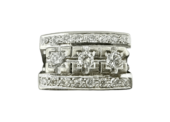 Bague 55 Bague tank en or blanc 18 carats sertie de diamants 0,62 ct 58 Facettes Bague 54