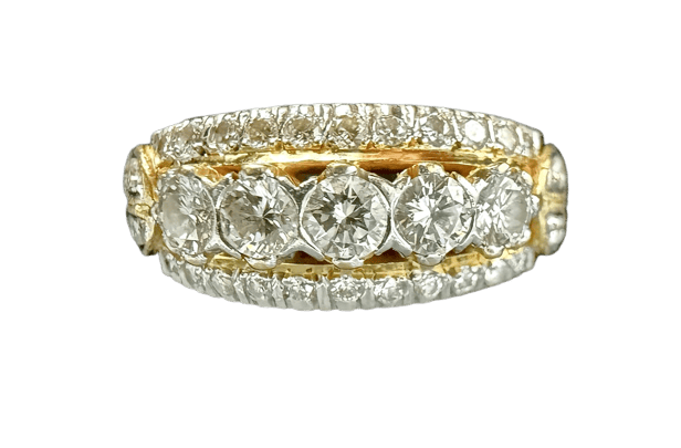 Bague 60 Bague en or jaune et blanc 18 carats sertie de diamants 58 Facettes Bague 55