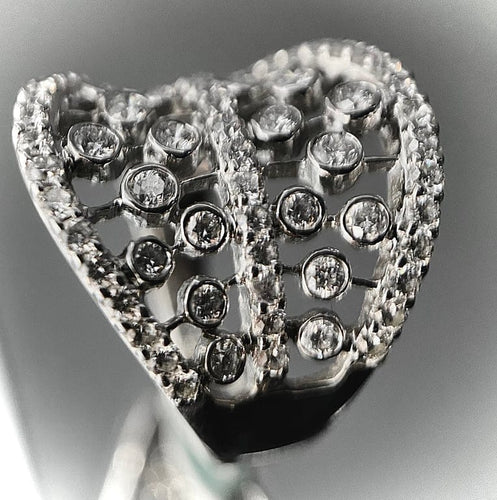 Bague 54.5 Bague en or blanc 18 carats sertie de diamants 1,72 ct 58 Facettes Bague 60