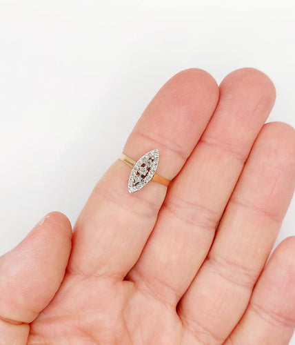 Bague 54 Bague marquise antique en or rose 18k, platine et diamants taille rose 58 Facettes A06667