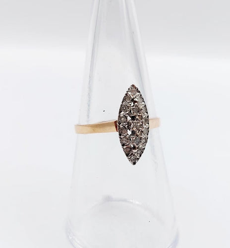 Bague 54 Bague marquise antique en or rose 18k, platine et diamants taille rose 58 Facettes A06667