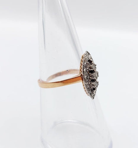 Bague 54 Bague marquise antique en or rose 18k, platine et diamants taille rose 58 Facettes A06667
