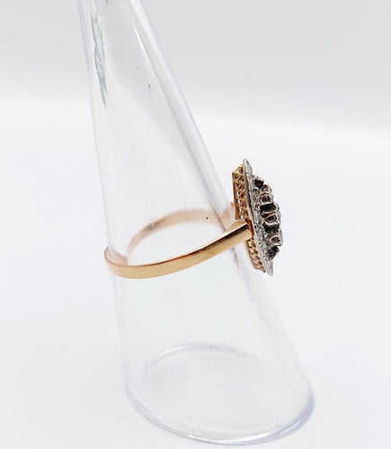 Bague 54 Bague marquise antique en or rose 18k, platine et diamants taille rose 58 Facettes A06667