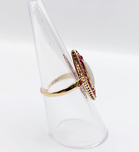 Bague 51.5 Bague marquise antique en or 18k avec opale et rubis 58 Facettes A06452