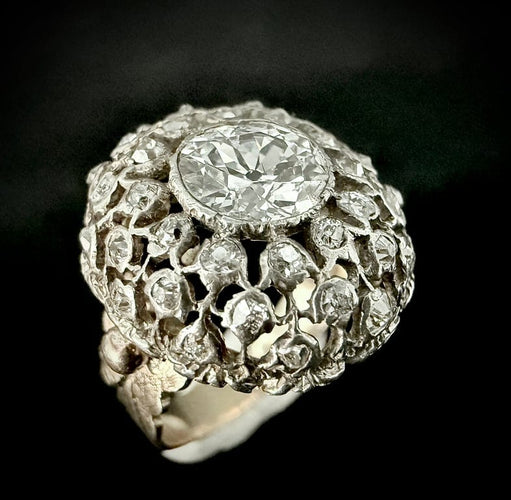 Bague 48 Bague Art nouveau en or jaune 18 carats et diamants 58 Facettes Bague 05