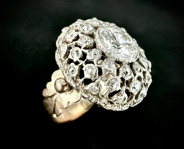 Bague 48 Bague Art nouveau en or jaune 18 carats et diamants 58 Facettes Bague 05