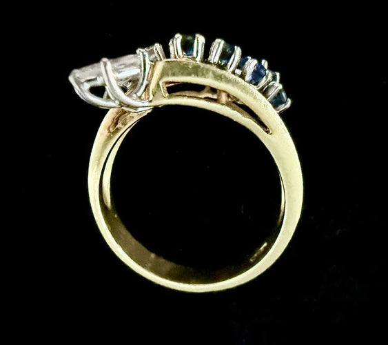 Bague 54.5 Bague Toi et Moi en or jaune 18 carats saphirs et diamants 58 Facettes Bague 04