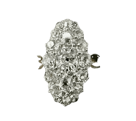 Bague 52.5 Bague marquise en or jaune et blanc 18 carats sertie de diamants 58 Facettes Bague 03