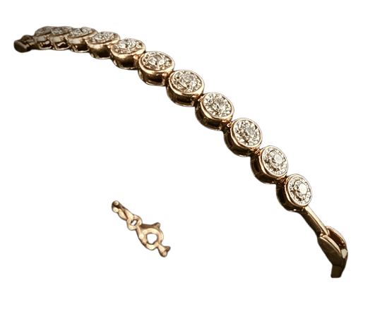 Bracelet Bracelet semi-rigide en or rose et blanc 18 carats serti de 11 diamants 58 Facettes Bracelet 02